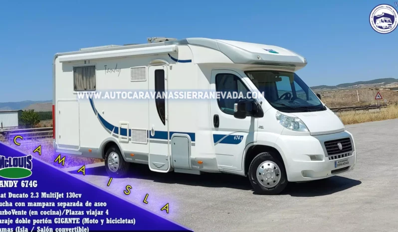Camping-car profilé de la marque McLouis , modèle Tandy 674G . L'une des marques les plus appréciées pour son design et la dureté de sa construction. Semblable à Hymer, Niesmann, Bürstner ou Euramobil, entre autres.